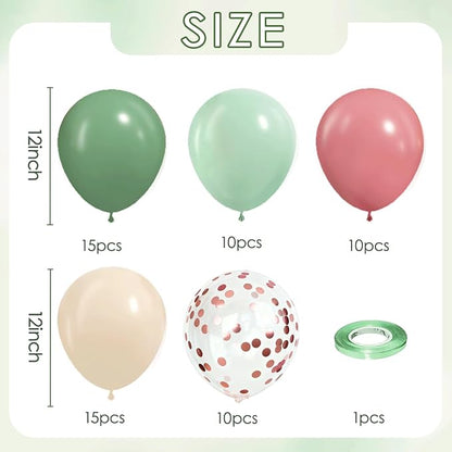 Green and Pink Balloons, Sand White, Rose Gold, 12 Inch | Sage Green Latex - Image 2