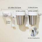 Hot Tools Organizer, Hair Tool Organizer Wall Mount Aluminum Alloy, Space-Saving Curling Iron Holder for Vanity & Bathroom with Stainless Steel Cups White
