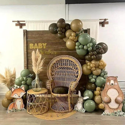 HILAVO Sage Green and Brown Balloons, 12 Inch Olive Green Brown and Gold Jungle - Image 8