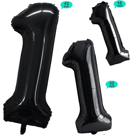 Black Foil Balloons Number 1, Huge Number Balloons - Image 2