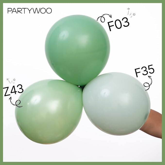 PartyWoo Pearl Light Green Balloons 140pcs Pastel Green Color | 18 12 10 5 Inch - Image 3