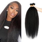 30 32 34 Inch Bundles Human Hair Natural Black Yaki Straight Bundles Brazilian Virgin Soft and Silky Remy Hair Extensions Niegmeag Double Weft Color 1B Kinky Straight Bundle 300g