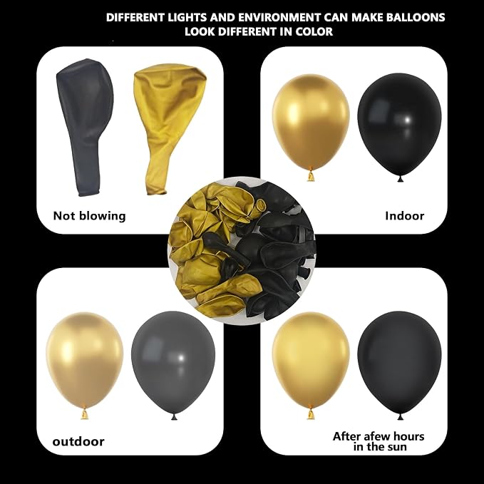 Black and Gold Balloons Garland Arch Kit, New Year, Anniversary Party - Image 3
