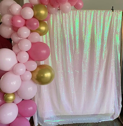 Poise3EHome White Iridescent Sequin Backdrop Curtains, 2 Panels 2FTx8FT Glitter - Image 8