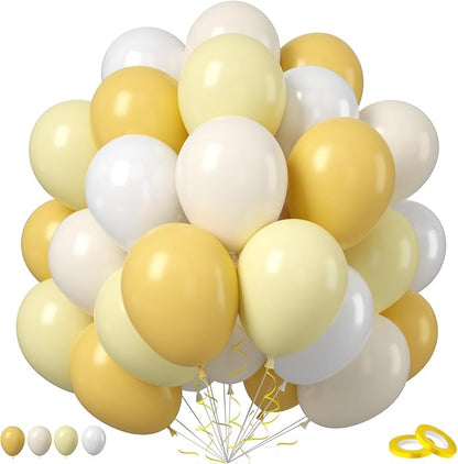 Mustard Yellow White Balloons by Saxuxu