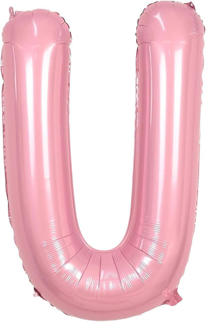 Pink Letter U Balloons, U Balloon 40 Inch Foil Helium U Balloon Letter | Pink U by BBPOOL