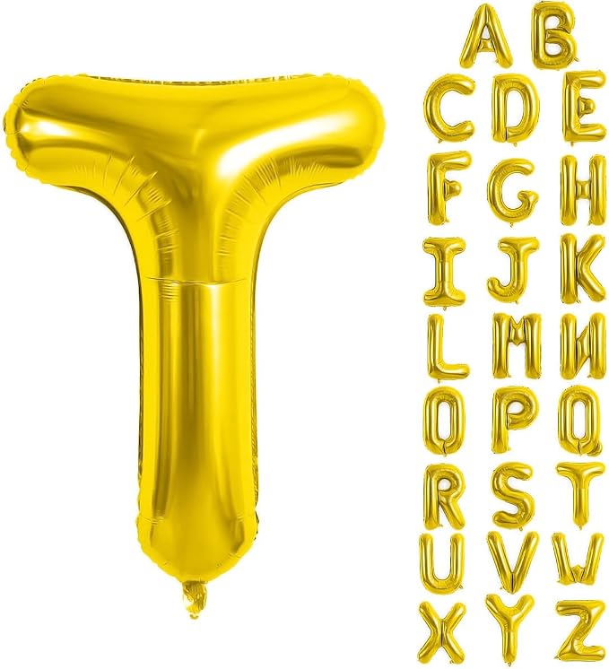 Gold Letter Balloons 40 Inch Large Letter T Balloon Aluminum | Foil Mylar Big by YUNSHANGMO