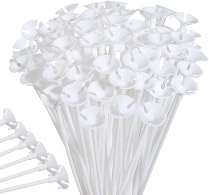PP OPOUNT Upgraded Version 100 Pieces White Plastic Balloon Sticks Holders | by PPOPOUNT