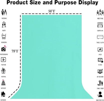 Turquoise Photography Backdrop for Photoshoot, Fabric 5x7ft | Polyester Studio - Image 3