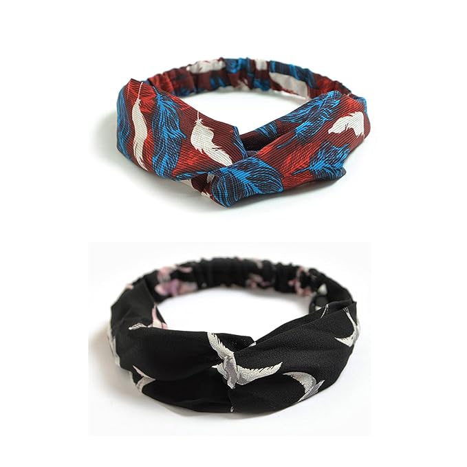DRESHOW 10 Pack Boho Headbands for Women Vintage Cross Elastic Head Wrap Hair Accessories