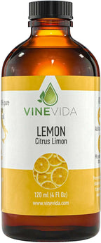 VINEVIDA Lemon Essential Oil 4 oz - Undiluted & DIY Candle Scents - Bulk Oil for Soap Making & Skin Safe