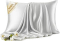 100% Pure Mulberry Silk Pillow Cases - 6A Luxury Silk Pillowcase for Hair and Skin – Anti-Wrinkle, Cooling & Smooth, Hidden Zipper – Pillowcases for Sleeping Women (Gray, Standard)