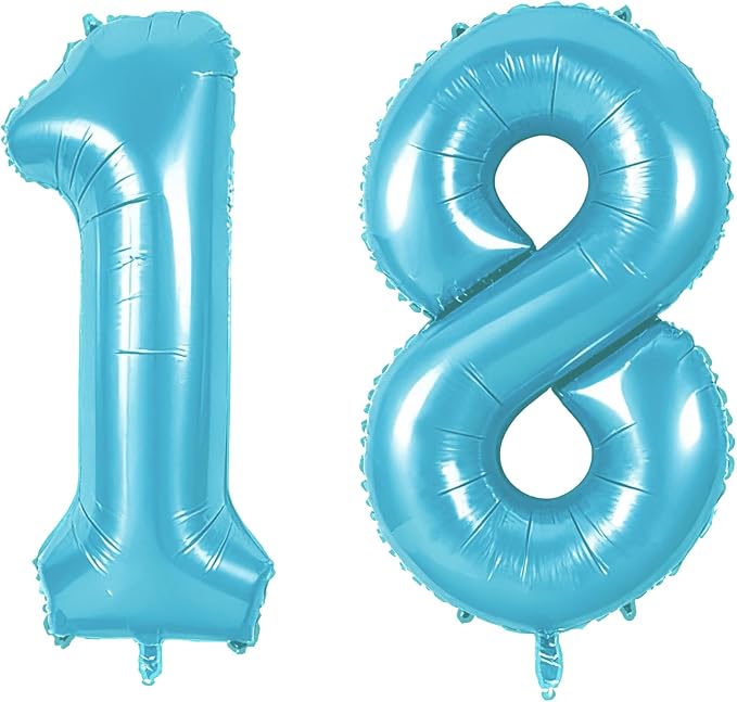 Number 18 Balloons for 18th Birthday Party Decorations, 0-100 Large No.18 by Joycard