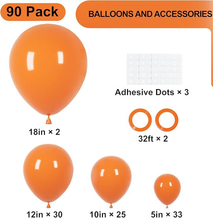 Voircoloria 90pcs Orange Balloons Garland Arch Kit, 18 12 10 5 Inch | - Image 2