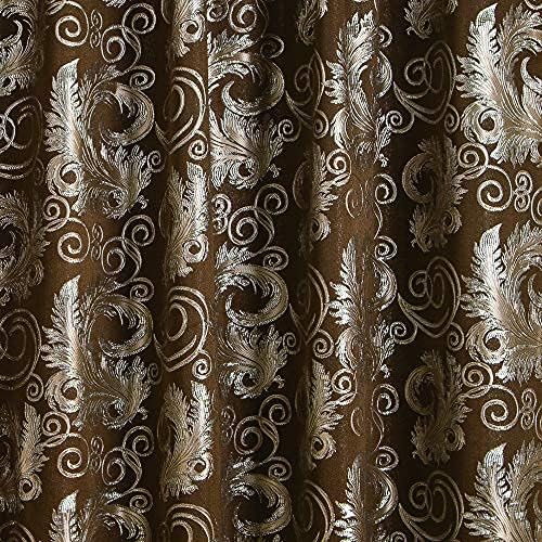 GLORY RUGS Jacquard Luxury Window 2 Panel Set Brown Curtain - Image 4