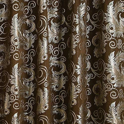 GLORY RUGS Jacquard Luxury Window 2 Panel Set Brown Curtain - Image 4