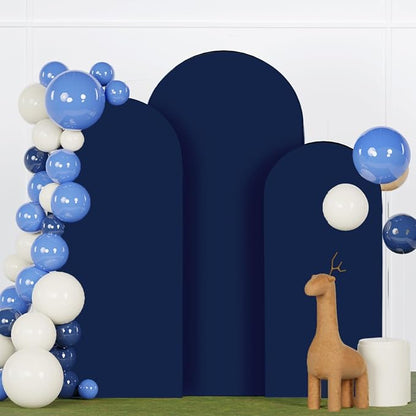 FANPROMS Arch Backdrop Cover Set of 3 Navy Blue Arch Covers 4FT 5FT 6FT Spandex by FANPROMS