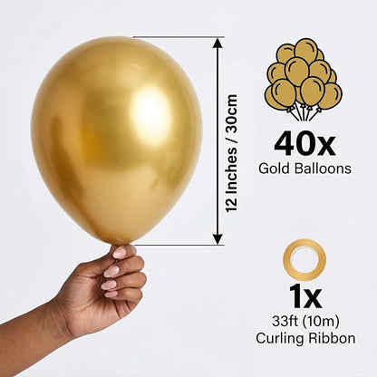 40pcs Metallic Gold Balloons 12 Inch, Shiny Chrome Gold Balloons | Balloons - Image 2