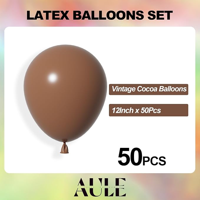 AULE 50Pcs Latex 12 Inch Coffee Brown Balloons | Helium Party Balloons Happy - Image 2