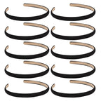 Wecoe Black Narrow Satin Headbands, 10pcs Non Slip Fashion Hair Bands for Women' Hair - Holiday & DIY Accessories