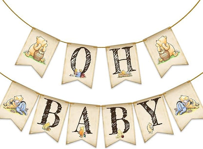 Classic Winnie Oh Baby Banner for Baby Shower Decorations Pooh First Birthday by CelebrateEveryMoment