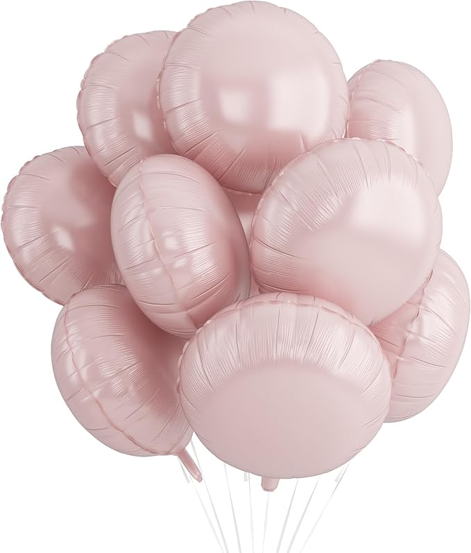 20PCS Round Shaped Foil Balloons, 18 Inch Dusty Pink Round Foil Balloon by Paready