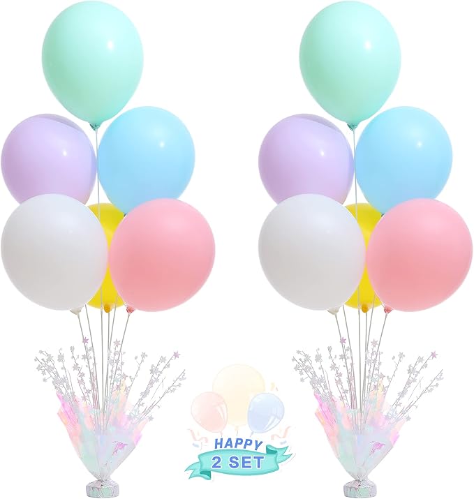 2 Set Pastel Birthday Decorations Rainbow Party Table Balloons Centerpiece by Suppromo