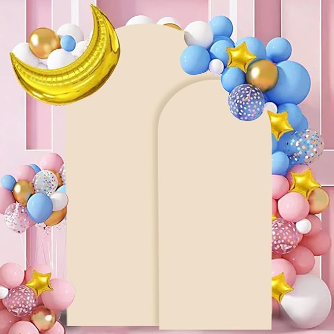FANPROMS Beige Spandex Arch Cover Set of 2 Arch Covers Stretchy Backdrop Chiara - Image 6