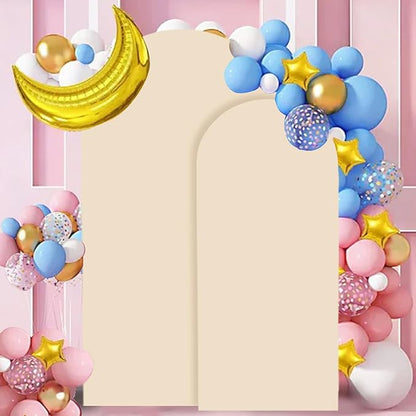 FANPROMS Beige Spandex Arch Cover Set of 2 Arch Covers Stretchy Backdrop Chiara - Image 6