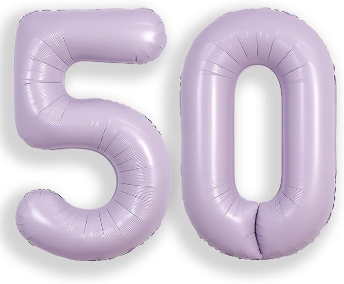SUWEN 40 Inch Light Purple Lavender Big 50 Balloon Number Foil Helium 0-9 | by SUWEN