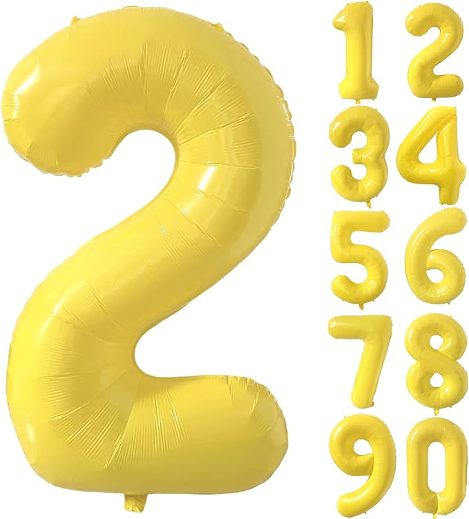 40 inch Yellow Number Balloon Giant Foil Helium Balloons Number 2 Balloon by Yeodong