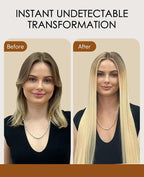 VINBAO Invisi Edge Tape in Hair Extensions 50g Balayage Ombre Brown to Platinum Blonde Injection Tape in Hair Extensions Real Human Hair 20pcs Natural Blend 18inch #8T60