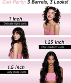 3 in 1 Automatic Curling Iron, Hair Curlers with 3 Curling Barrels (1" - 1.25" - 1.5"), Rotating Curling Iron with 3 Temp, 2-Way Rotation, 10S Fast Heating, Anti-Scald, Dual Voltage, Pink