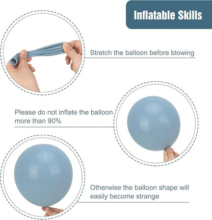RUBFAC 135pcs Dusty Blue Balloons, Haze Blue Latex Balloon Different Sizes 18 - Image 3