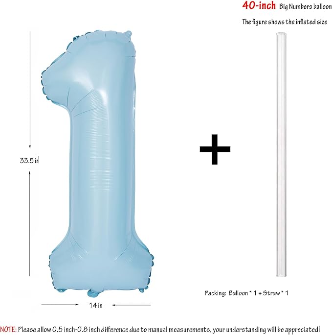 40 In Matte Blue Number Balloons Helium Foil Mylar Balloon Party Digital 1 | - Image 2
