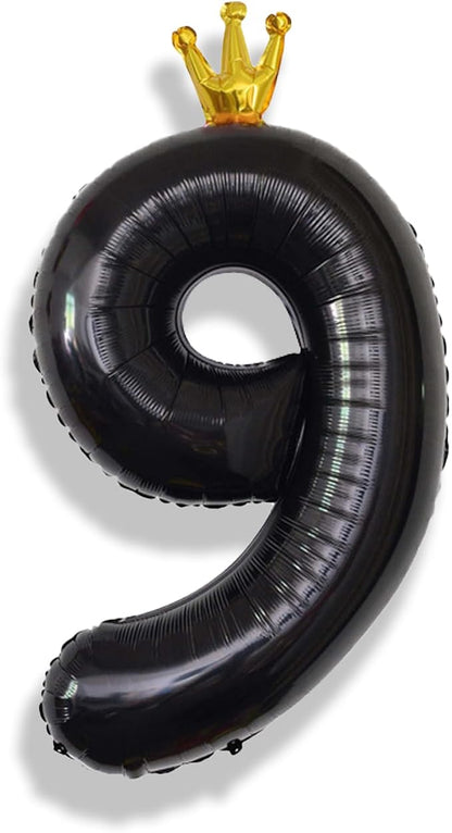Isndare 40 Inch Crown Black Number 9 Balloon, All Ages by Isndare