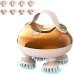 arboleaf Electric Scalp Massager Head Massager Scalp Stress Relax, 5 in 1 Kneading 128 Massage Nodes, Waterproof Hair Massage with 8 Removable Claws Cat Scratcher, Gift for Dad Mom