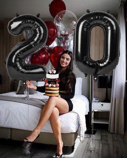 Number Balloons 20 Balloon Black - Image 3