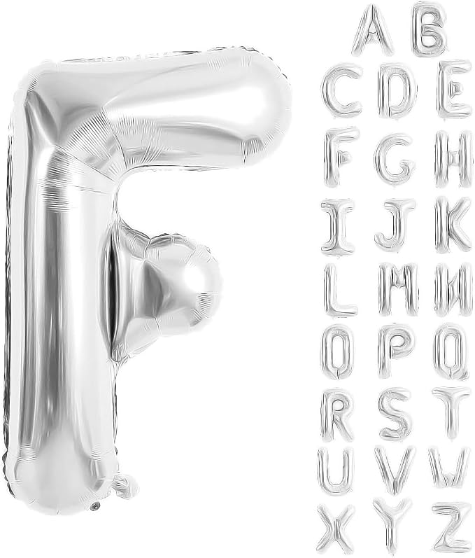 Silver Letter Balloons 40 Inch Large Alphabet Balloon Letter F | Foil Mylar Big by YUNSHANGMO