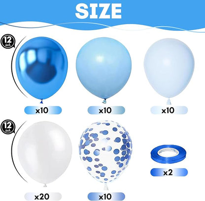 Metallic Blue White Balloons, 60 Packs 12 Inch Royal Blue Baby Blue Confetti - Image 2