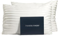 Fishers Finery 25mm 100% Pure Mulberry Silk Pillowcase 2 Pack (White Stripe Standard 2 Pack)