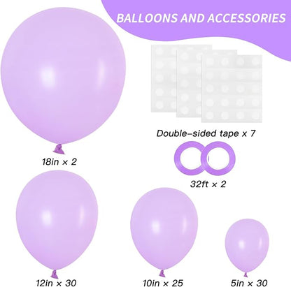 RUBFAC 87pcs Lavender Balloons Different Sizes 18 12 10 5 Inches - Image 2