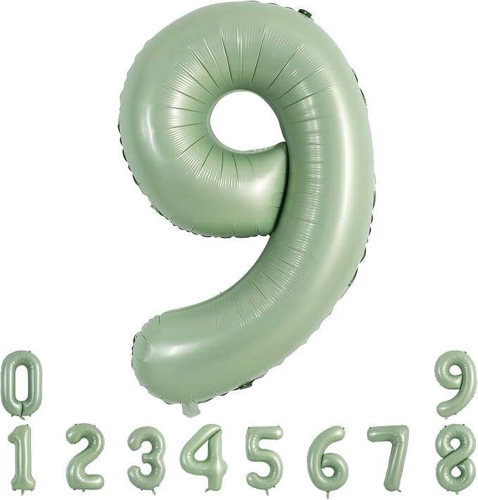 TONIFUL 40 Inch Sage Green Large Number 9 Balloon by TONIFUL