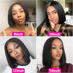 Bob Wig Human Hair 16 Inch 13x4 HD Frontal Bob Wigs Human Hair Pre Plucked with Baby Hair Straight Wigs for Black Women 180% Density Natural Black Wig