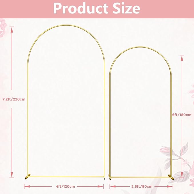 Metal Arch Backdrop Stand, 7.2FT+6FT Wedding Arch Frame, Balloon Arch Backdrop - Image 4