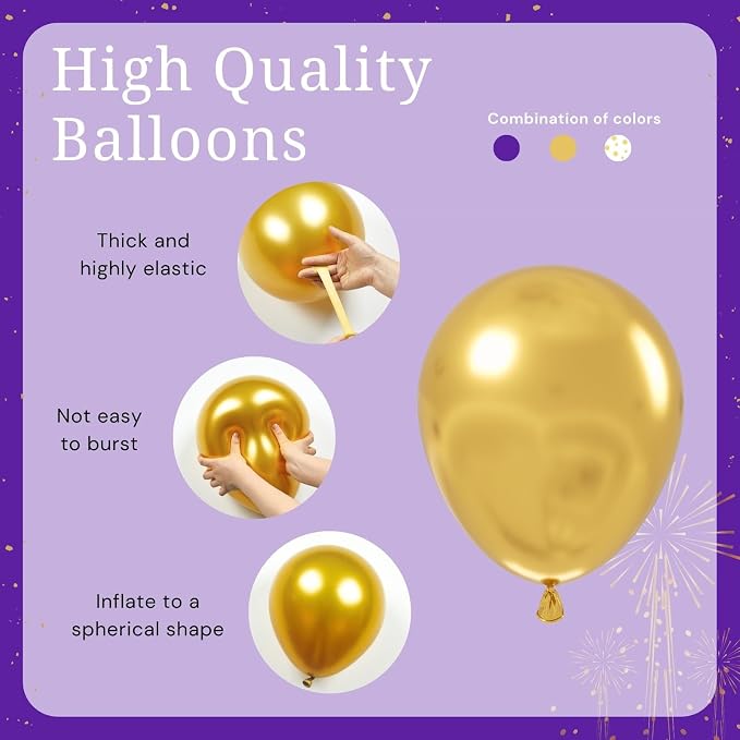 BAUANOOY Purple and Gold balloons - Image 4