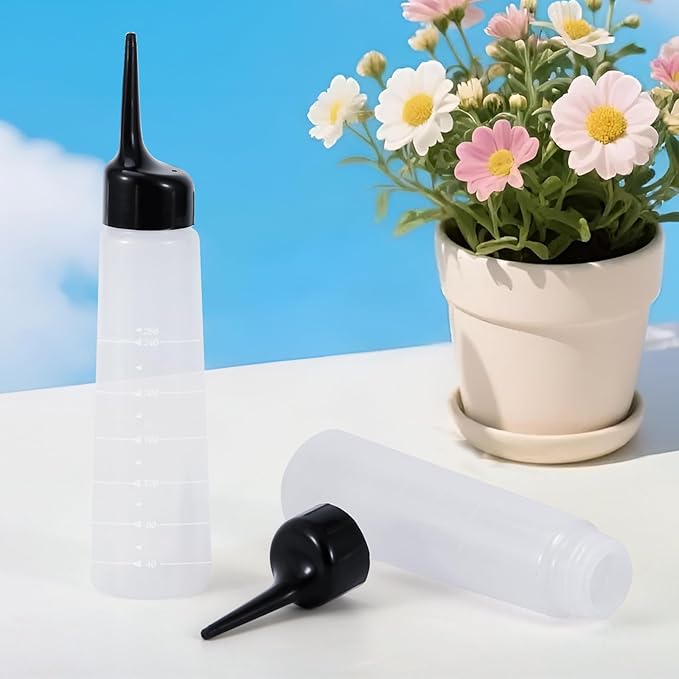 driew Applicator Bottles for Hair, 8.5oz Hair Squeeze Bottle with Angle Tip Color Applicator Bottle Dye Pack of 2,Black Cap