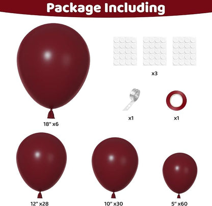 Ouddy Party 129Pcs Burgundy Balloons Different Sizes 18 12 10 5 Inch | 6Pcs 18” - Image 2