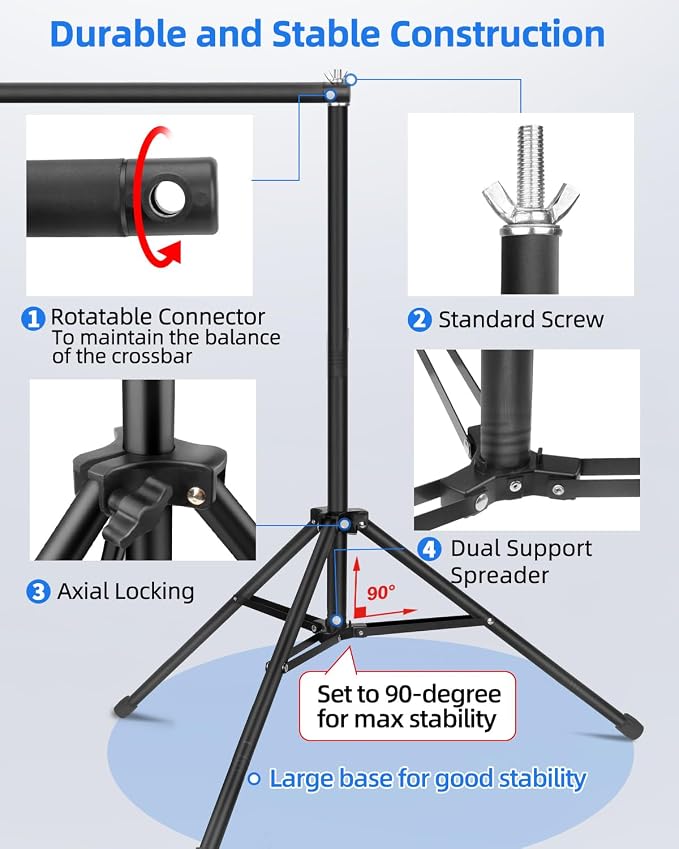 Hemmotop Backdrop Stand 10x8ft, Versatile Sizes Adjustable Banner Holder | Metal - Image 6