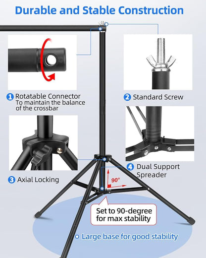 Hemmotop Backdrop Stand 10x8ft, Versatile Sizes Adjustable Banner Holder | Metal - Image 6